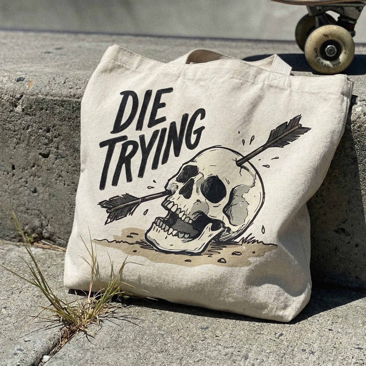 Die Trying PNG Skull Design, Edgy Arrow Skull PNG - 300 DPI Design for