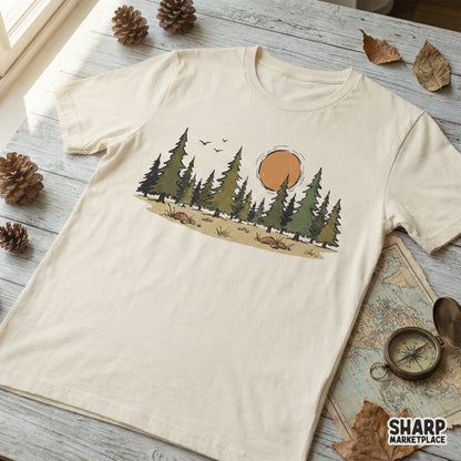 Pine Forest PNG Sunset, Outdoor Nature Clipart - 300 DPI Design for T-Shirt