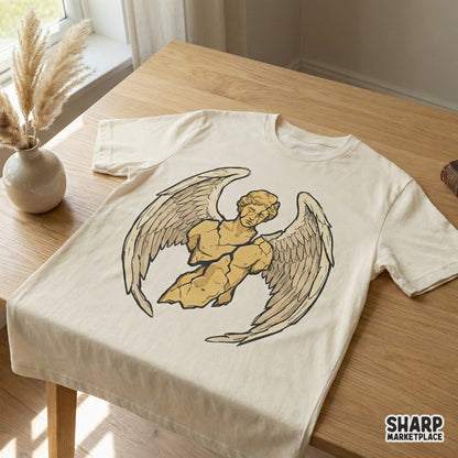 Broken Angel Statue PNG, Greek Sculpture Winged Bust Clipart - 300 DPI