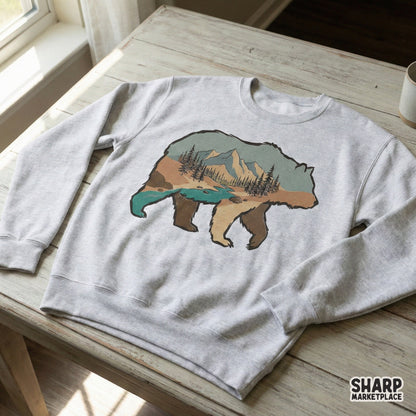 Mountain Bear Wilderness Shirt, Forest River Outdoor Hiking Tee - 300 DPI