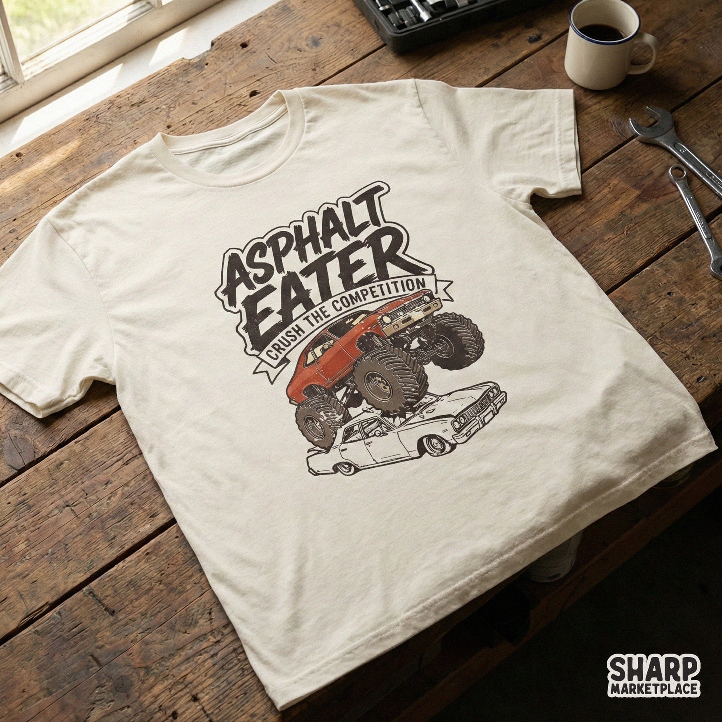 Asphalt Eater PNG, Monster Truck Shirt Design - 300 DPI Design for T-Shirt