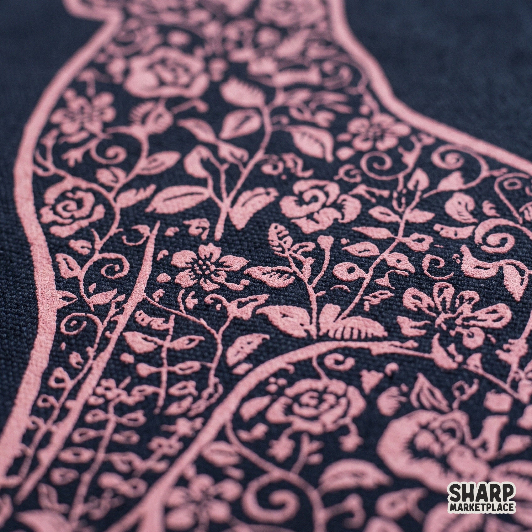 Pink floral cat silhouette aesthetic graphic sublimation png for trendy shirt prints