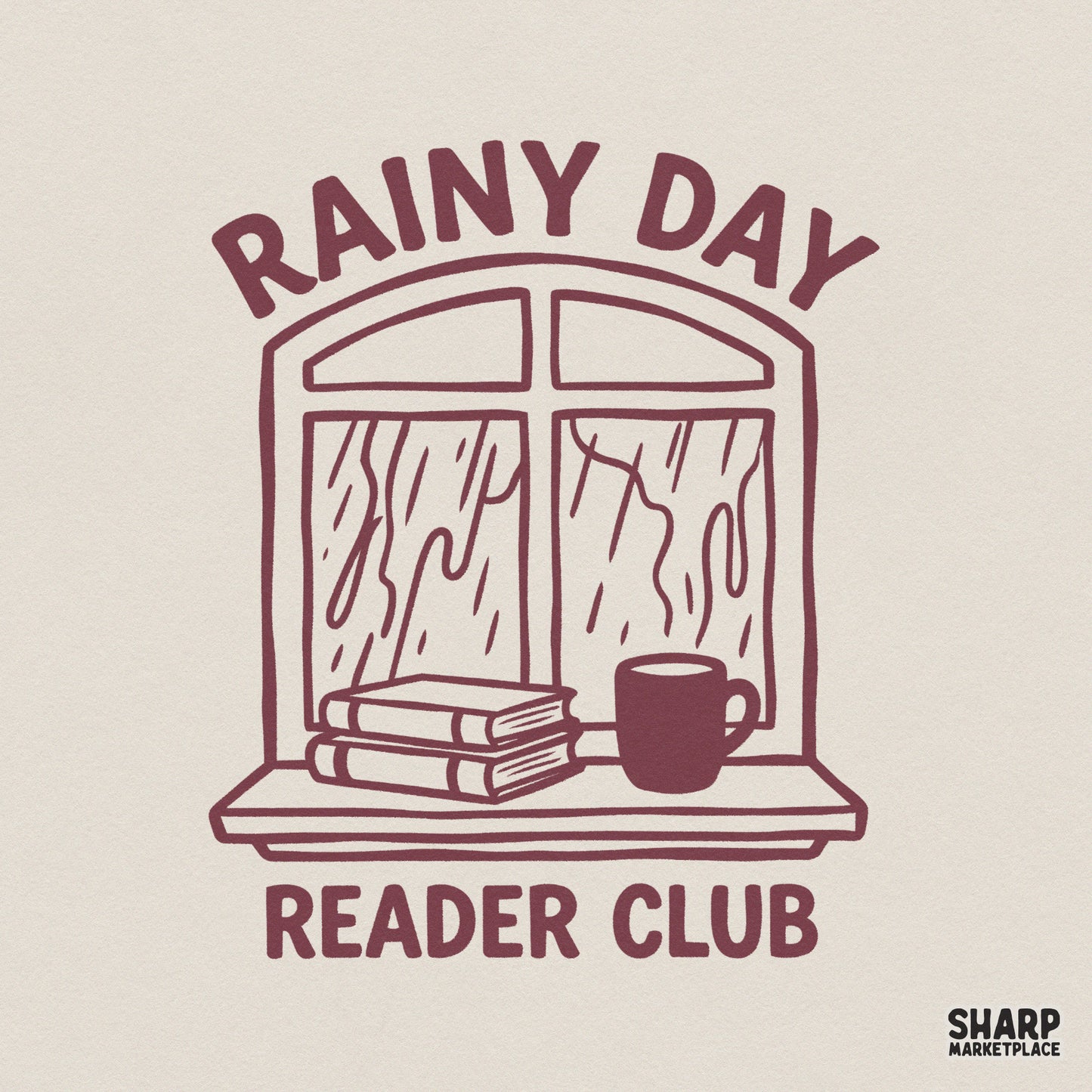 Rainy Day Reader Club PNG, Cozy Book Lover Digital Design - 300 DPI