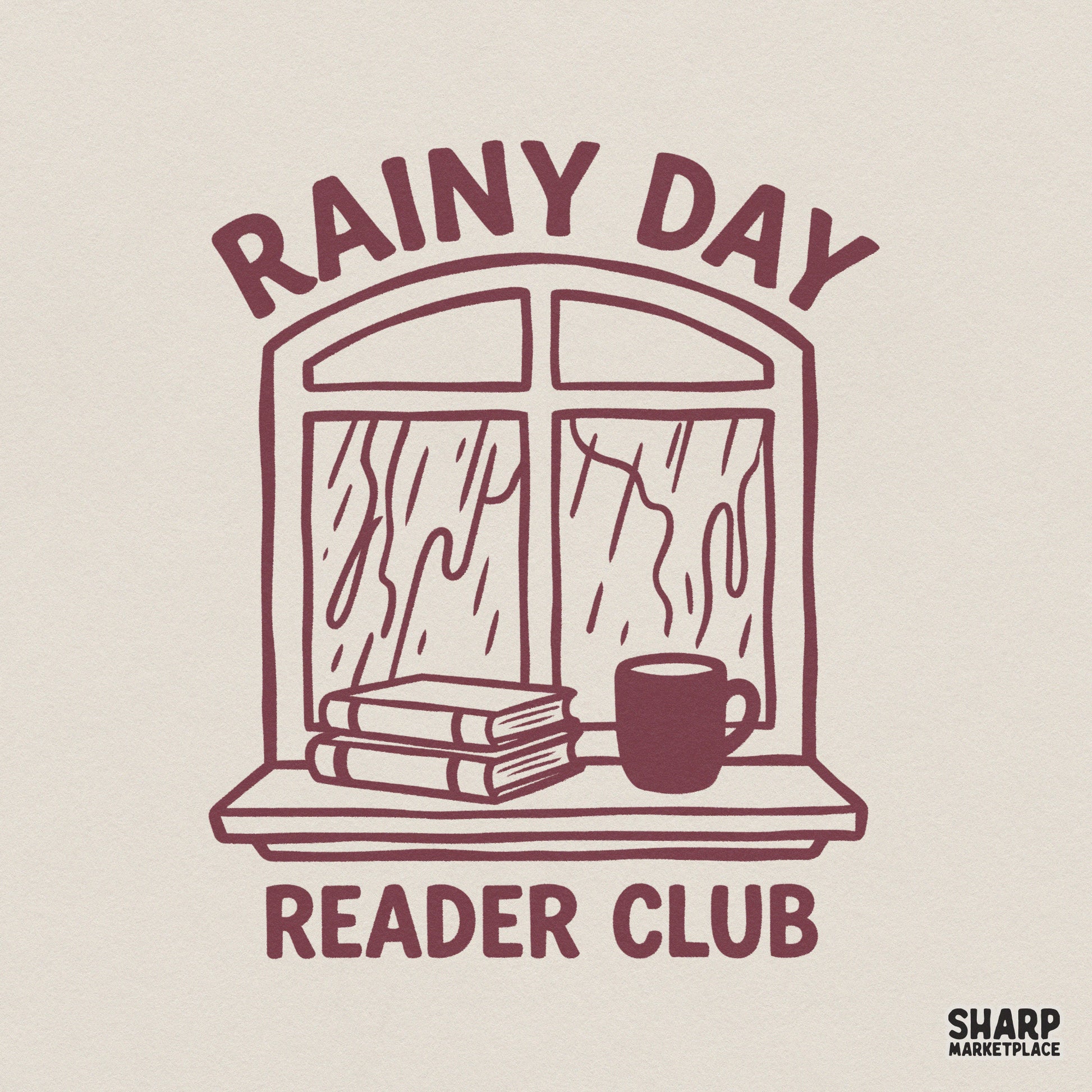 Rainy Day Reader Club PNG, Cozy Book Lover Digital Design - 300 DPI