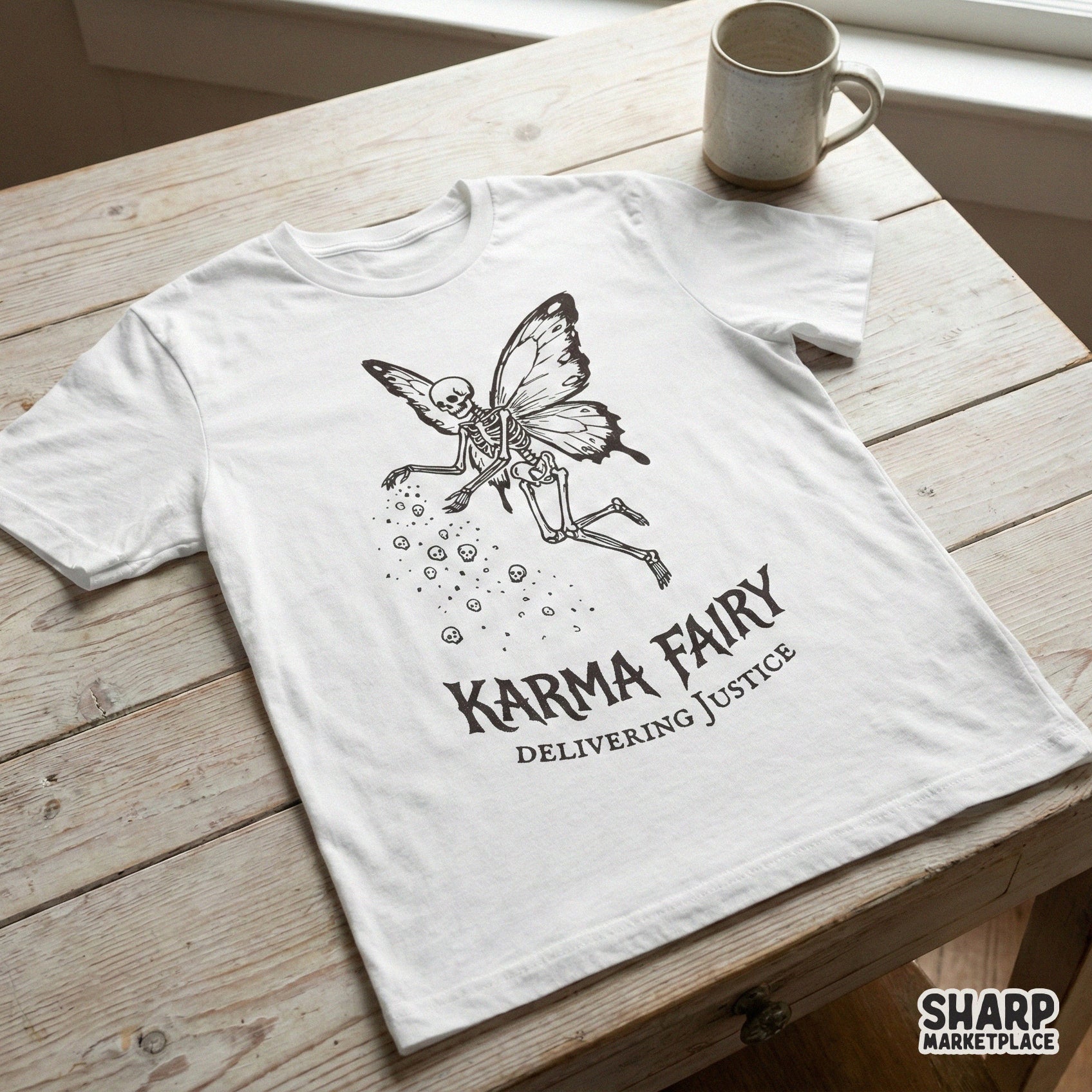 Karma Fairy Delivering Justice PNG, Skeleton Fairy Art - 300 DPI Design