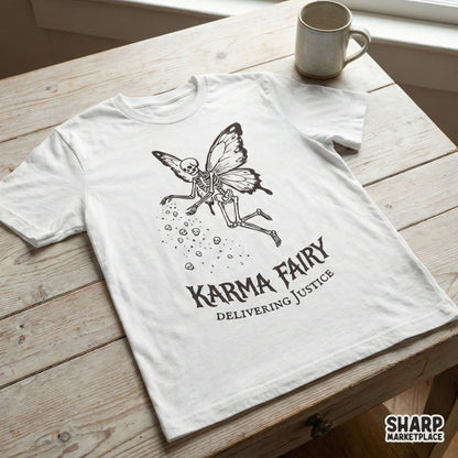Karma Fairy Delivering Justice PNG, Skeleton Fairy Art - 300 DPI Design