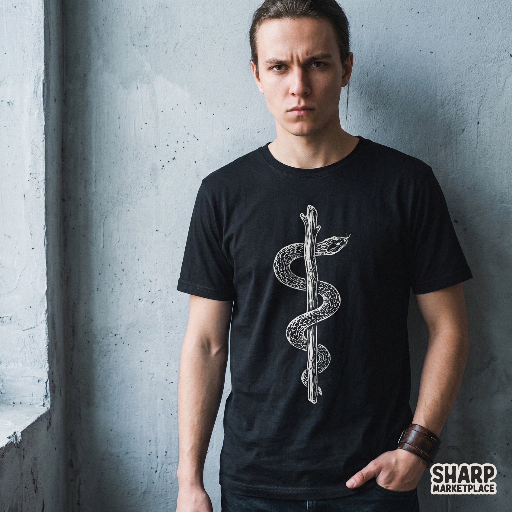 Retro spooky snake wrapped around a wooden stick halloween png for a nurse tattoo sublimation shirt design