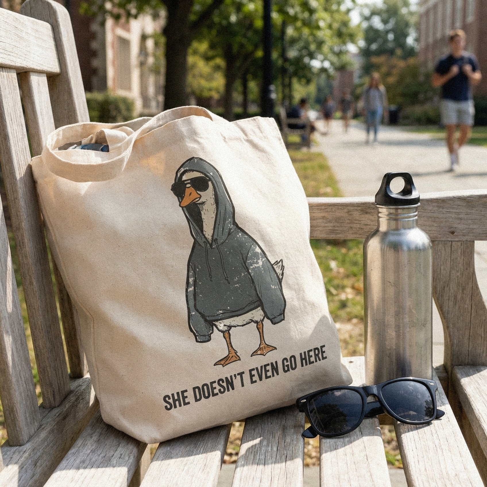 She Doesn’t Even Go Here PNG, Funny Goose Hoodie Art - 300 DPI Design for