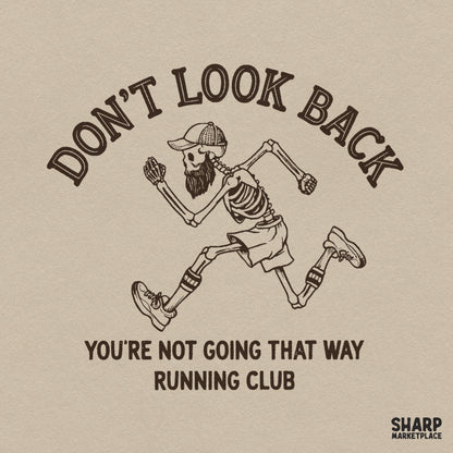 Don't Look Back Running Club Bearded Jogging Skeleton