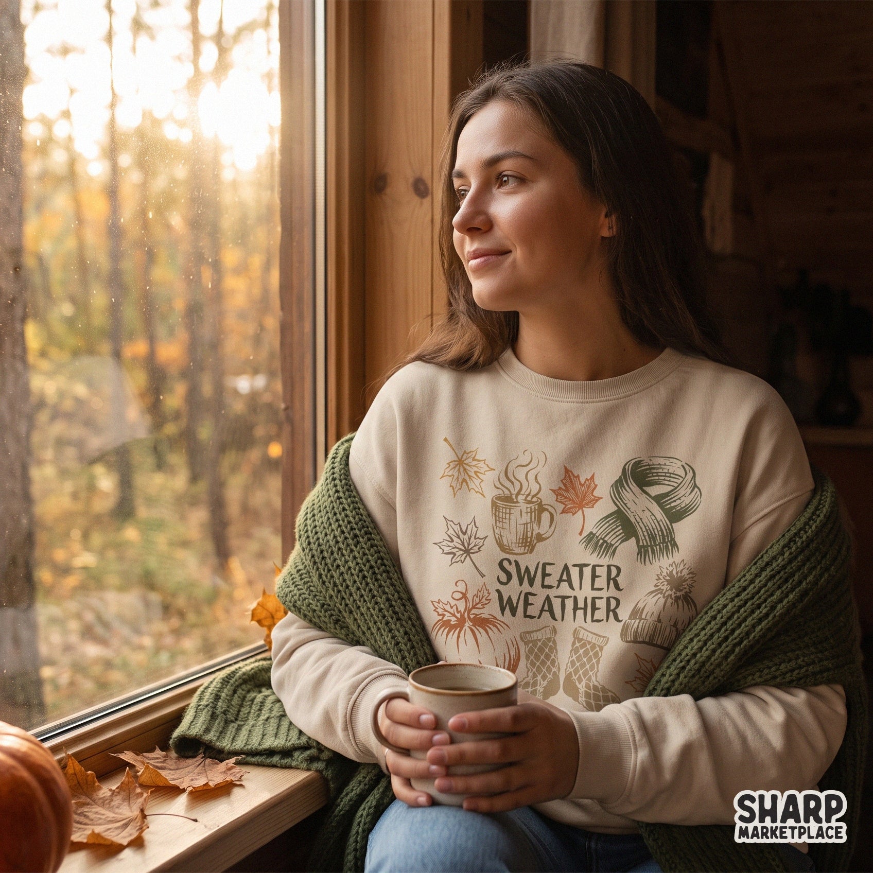 Retro cozy season pumpkin coffee sublimation design for autumn apparel and fall graphic tees