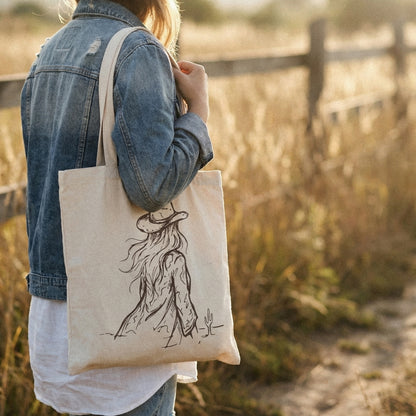 Cowgirl PNG, Western Woman Line Art - 300 DPI Design for T-Shirt