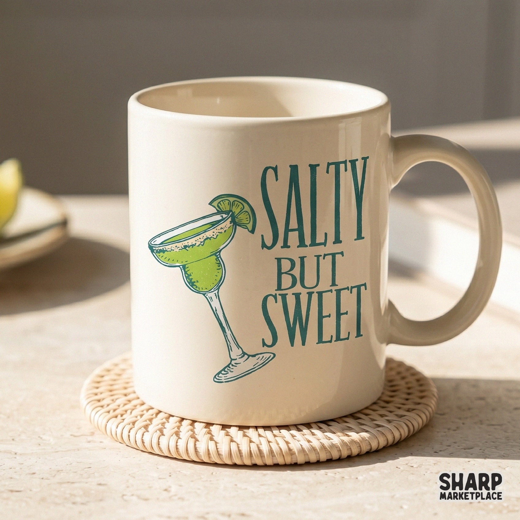 Salty But Sweet summer PNG design with a margarita glass for funny girls trip beach t-shirts and bachelorette party apparel