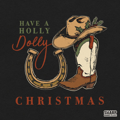 Retro western Christmas PNG design with cowboy hat and boots for country holiday apparel and t-shirts