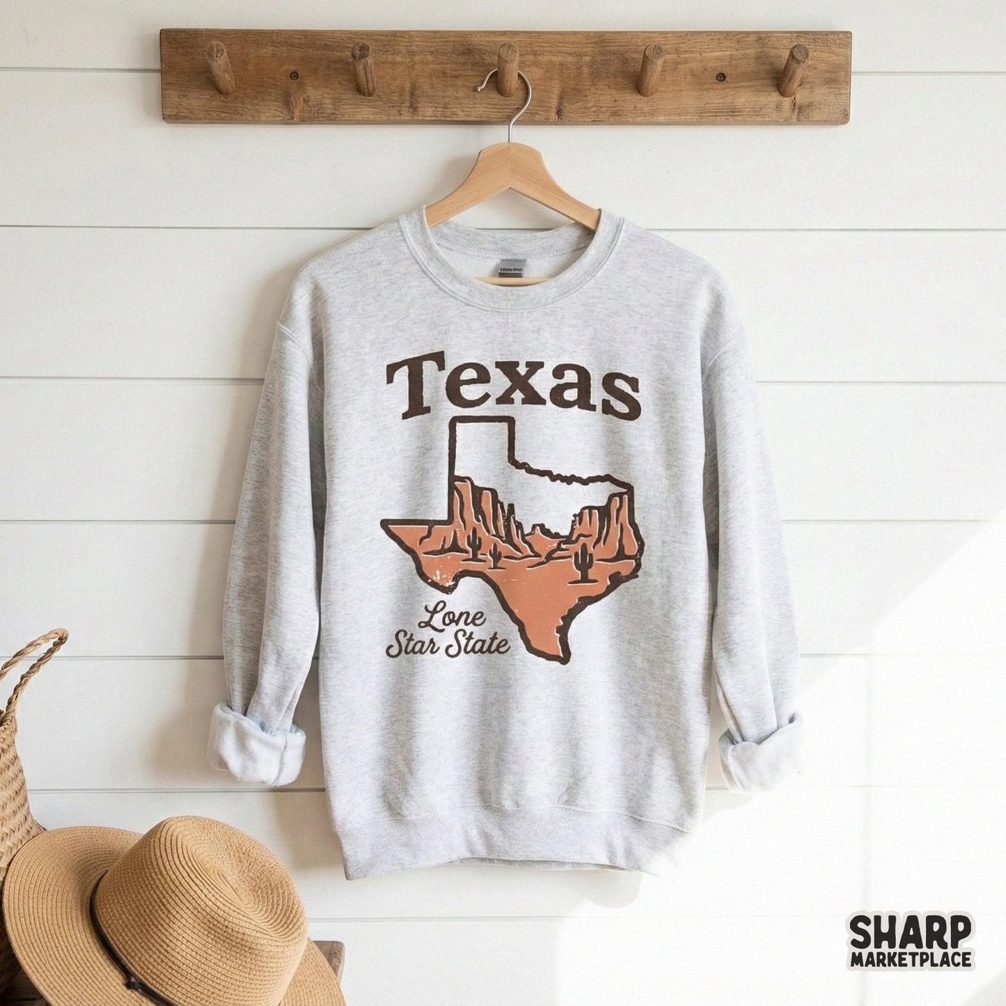 Texas Lone Star State PNG, Retro Western Texas Design Digital Download -