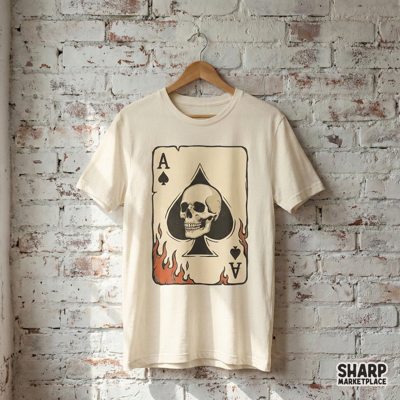 Ace of Spades Skull Card PNG, Vintage Playing Card Design - 300 DPI