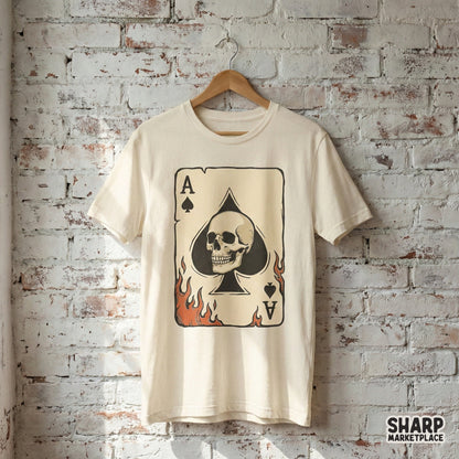 Ace of Spades Skull Card PNG, Vintage Playing Card Design - 300 DPI