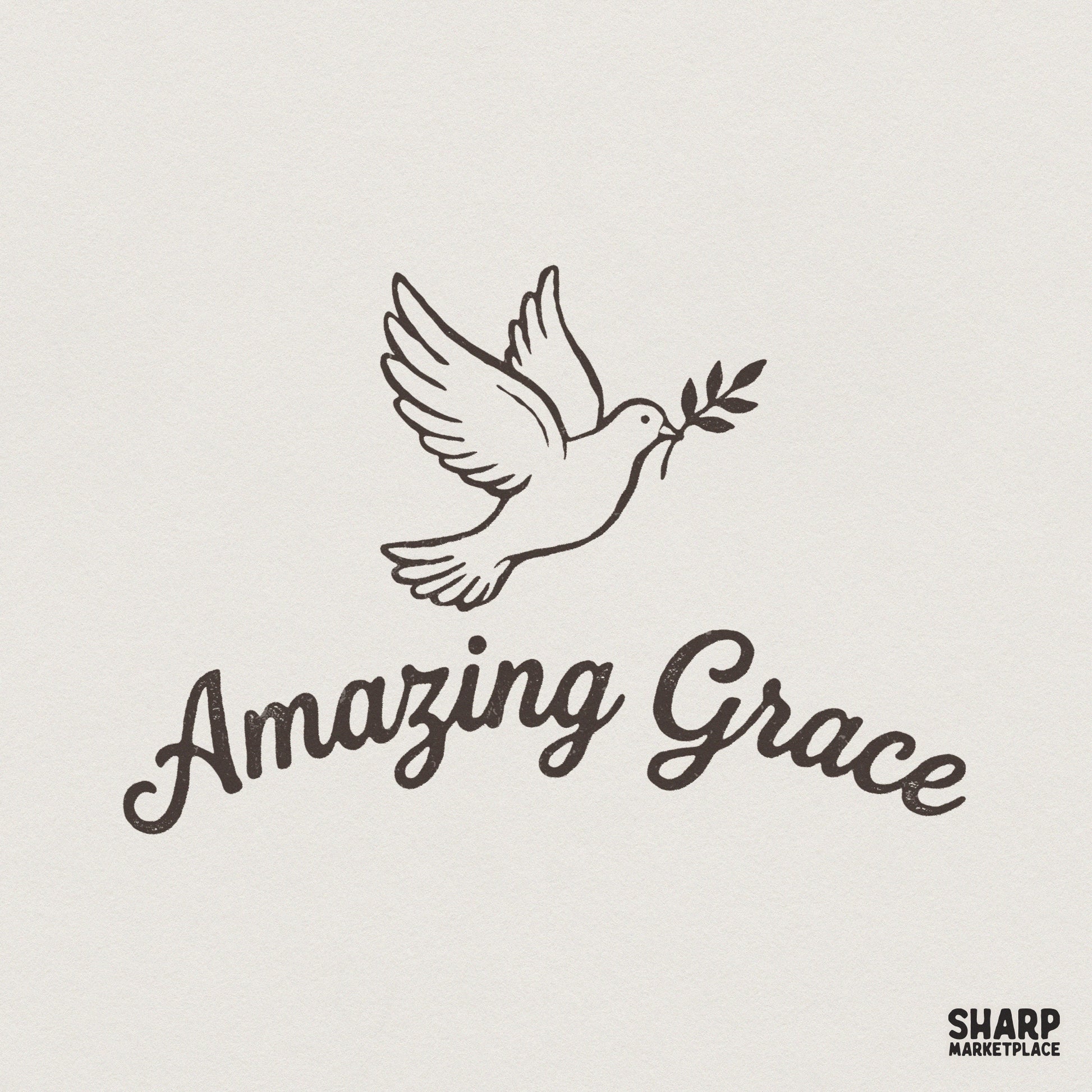 Amazing Grace PNG, Dove with Olive Branch - 300 DPI Design for T-Shirt