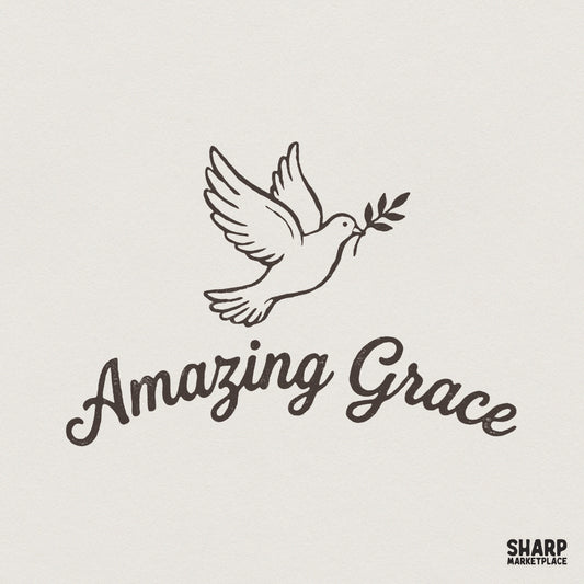 Amazing Grace PNG, Dove with Olive Branch - 300 DPI Design for T-Shirt