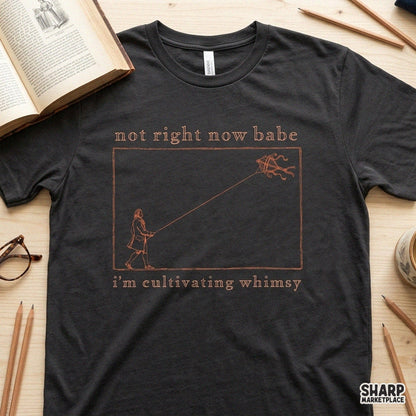 Vintage kite flyer retro PNG with sarcastic quote Not Right Now Babe I'm Cultivating Whimsy for shirt design