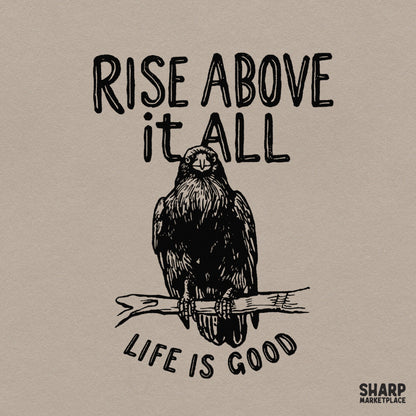 Motivational black raven graphic with Rise Above It All quote for trendy fall shirt and tumbler wrap sublimation PNG