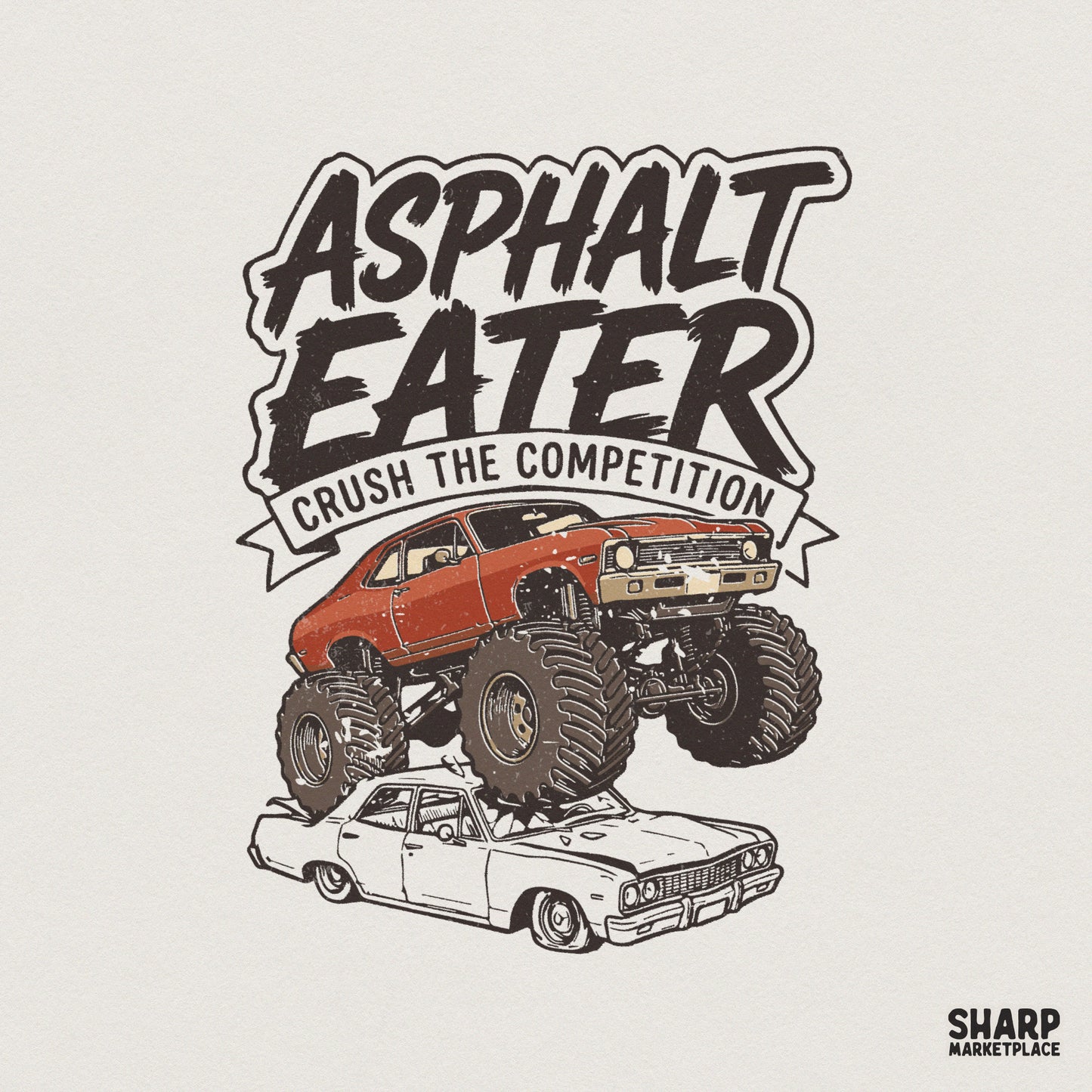 Asphalt Eater PNG, Monster Truck Shirt Design - 300 DPI Design for T-Shirt