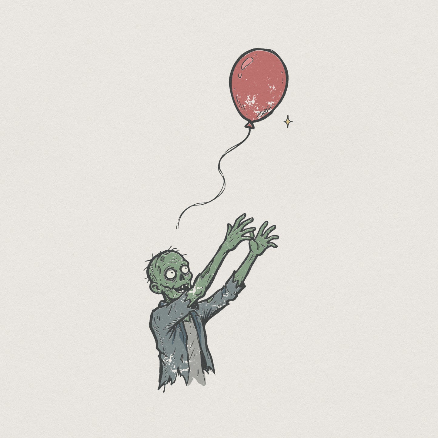 Zombie Letting Go Of Balloon PNG, Funny Halloween Shirt PNG - 300 DPI