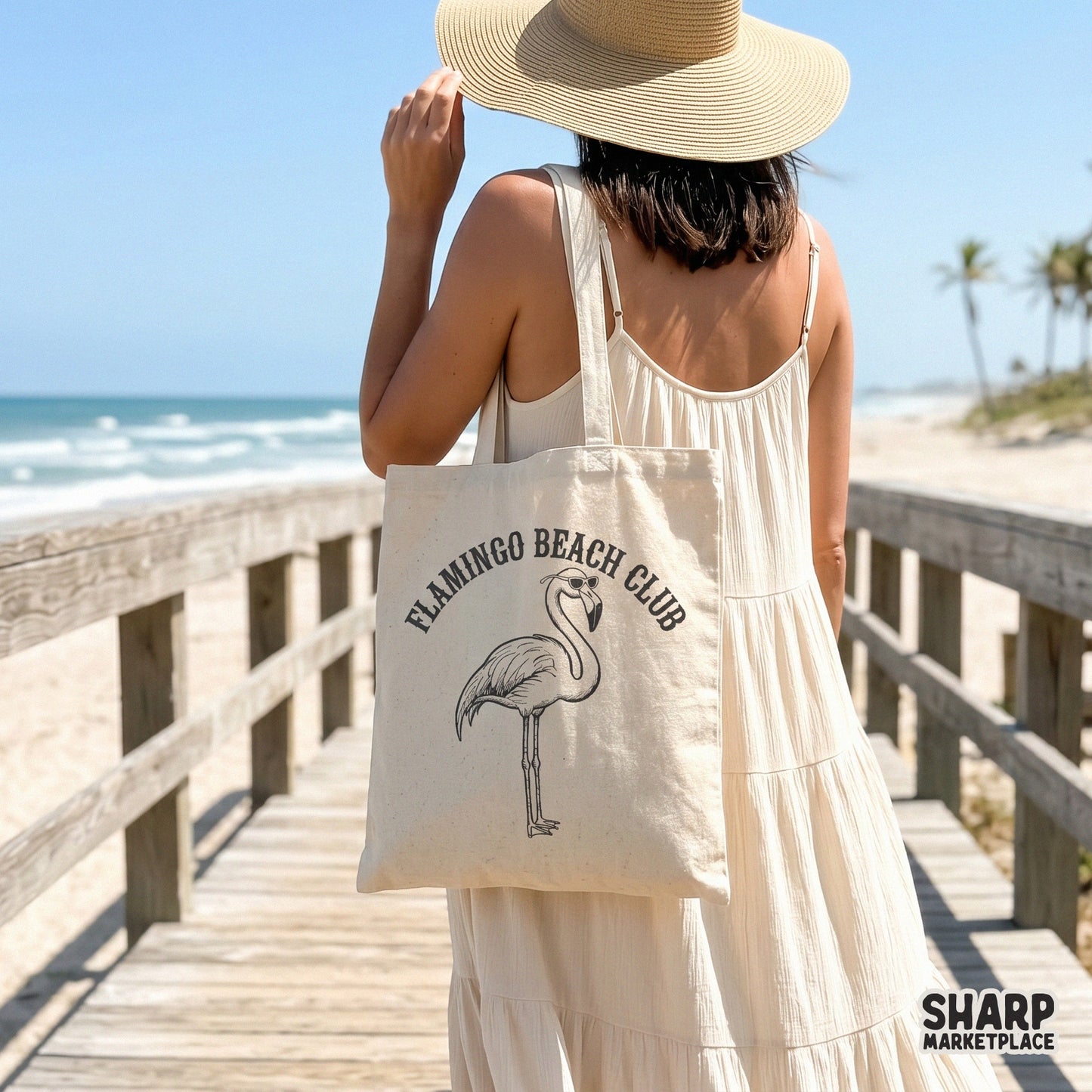 Flamingo Beach Club trendy summer PNG design for retro tropical shirts and beach vibe apparel sublimation designs