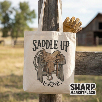 Saddle Up & Love PNG, Western Cowboy Shirt - 300 DPI Design for T-Shirt