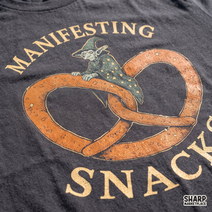 Manifesting Snacks Pretzel Wizard Art, Trendy Funny Goblin