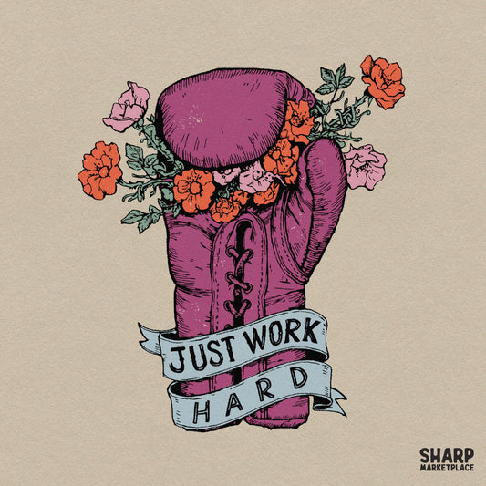 Just Work Hard Floral Boxing Glove Illustration, Popular