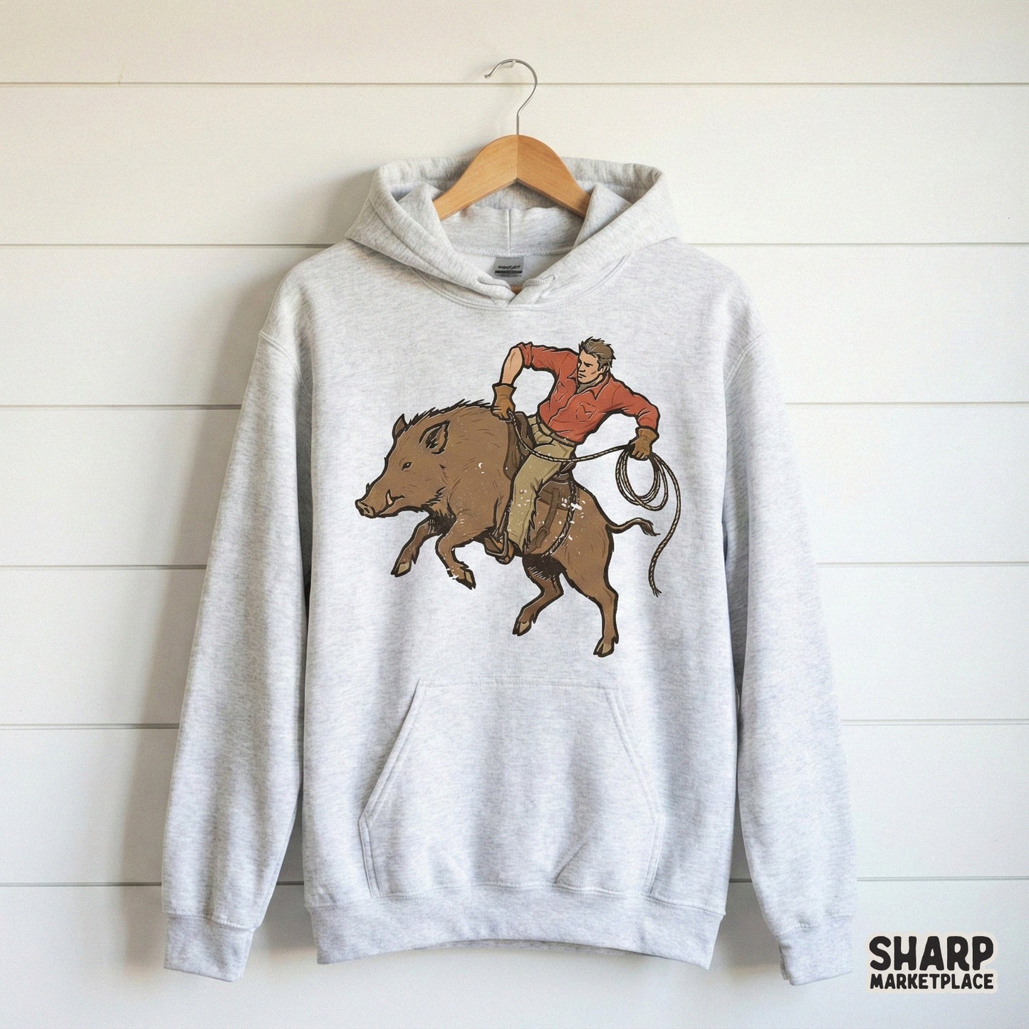 Wild Boar Cowboy PNG, Western Rodeo Digital Design - 300 DPI Design for