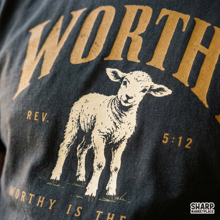 Worthy Is The Lamb Revelation 5:12 Christian Easter PNG graphic for Bible verse sublimation designs
