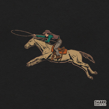 Vintage Cowboy Riding Galloping Horse With Lasso Tee