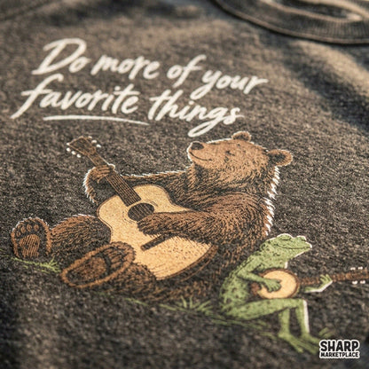 Retro style bear PNG graphic with country music camping quote for t-shirts and digital download art