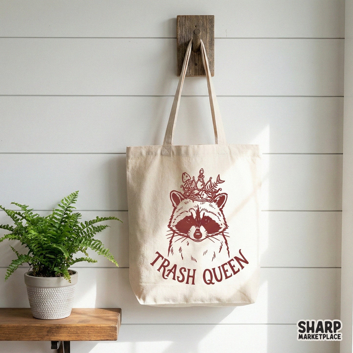 Trash Queen Raccoon PNG, Funny Animal Crown Design - 300 DPI Design for