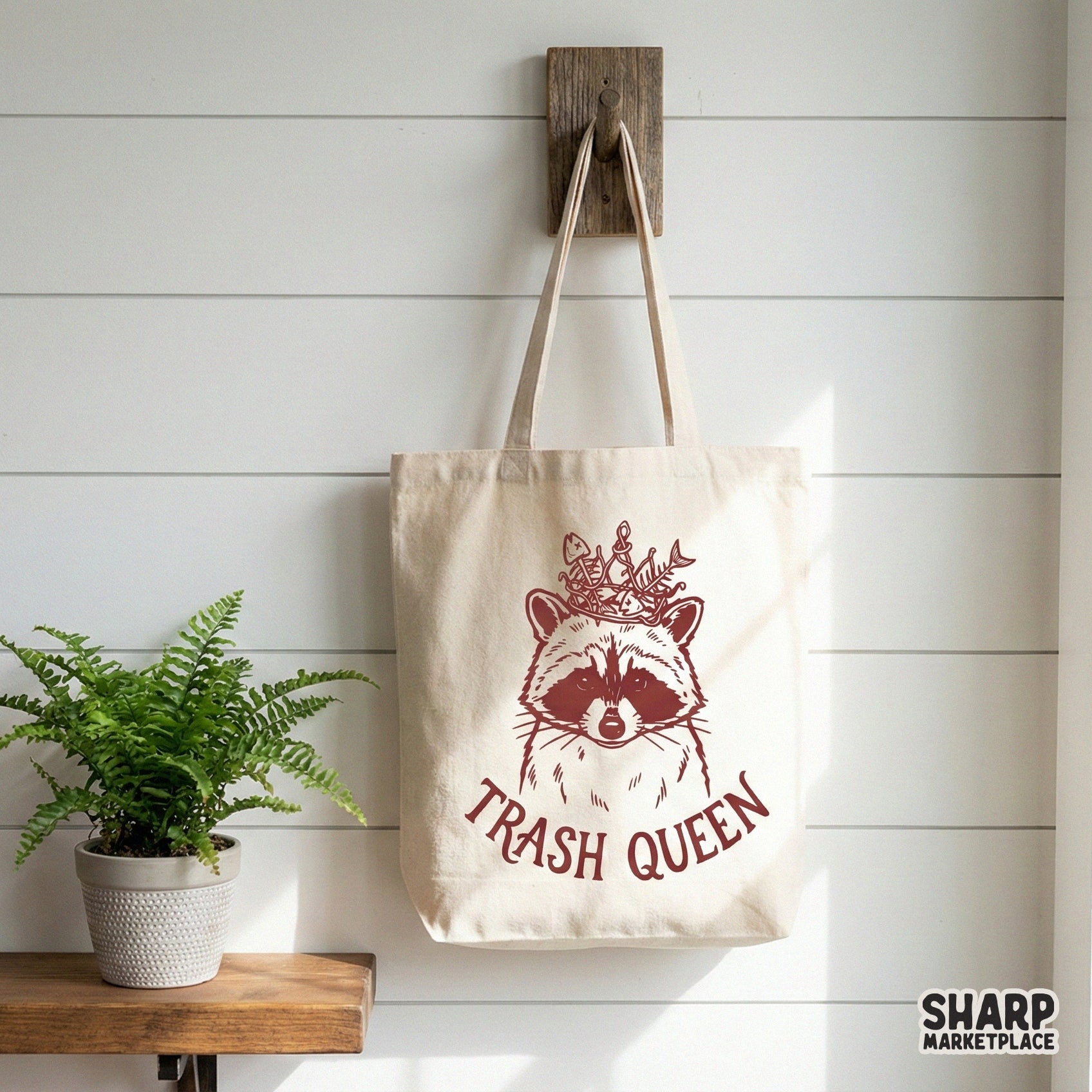 Trash Queen Raccoon PNG, Funny Animal Crown Design - 300 DPI Design for