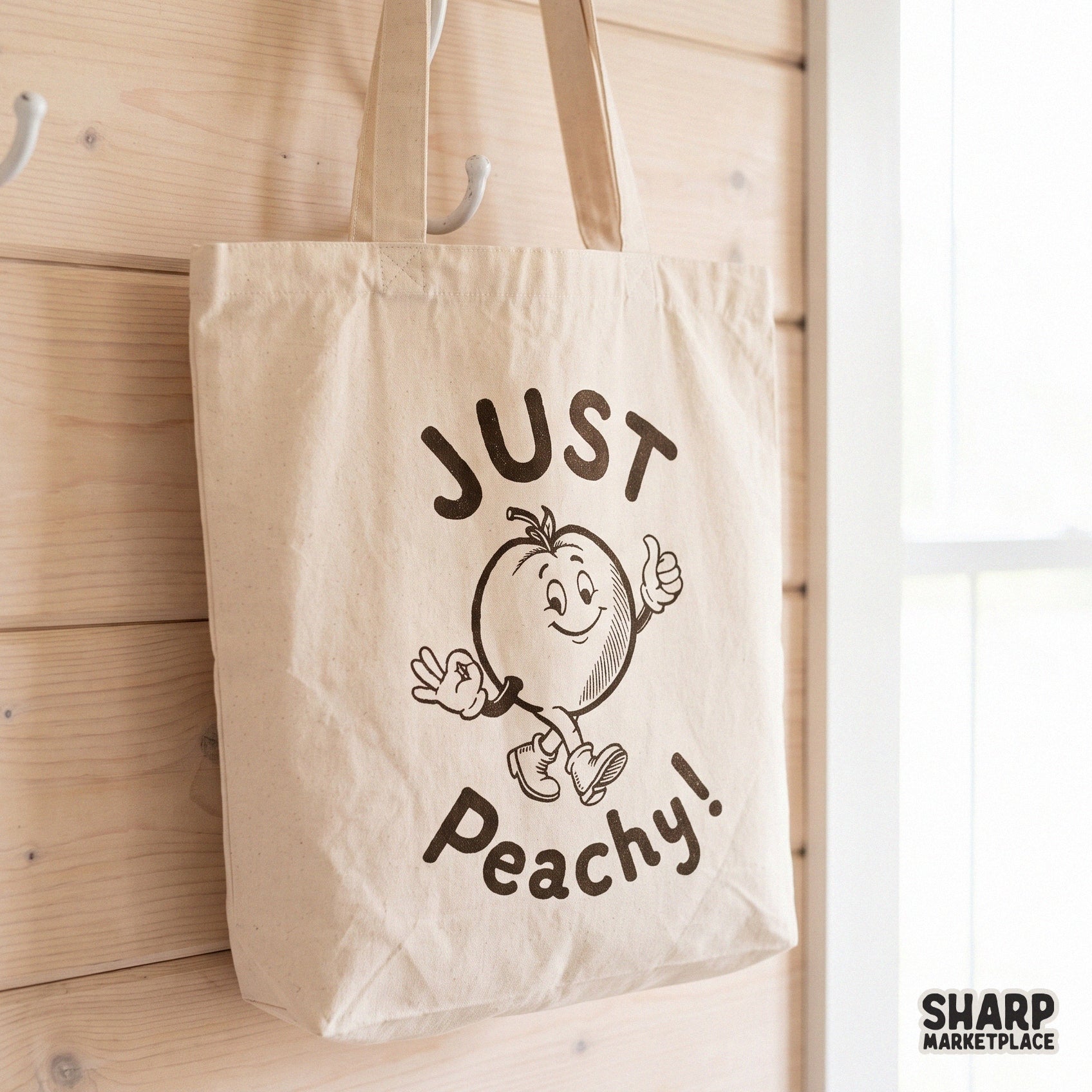 Retro peach mascot in a funny rubber hose cartoon style for vintage 90s inspired t-shirts and summer digital designs