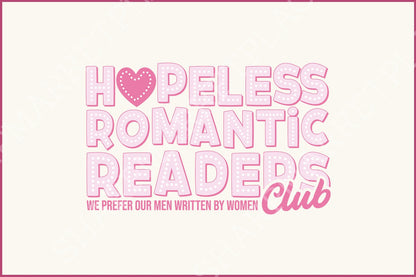 Hopeless Romantic Readers Club PNG, Vintage Bookish Digital Clipart - 300
