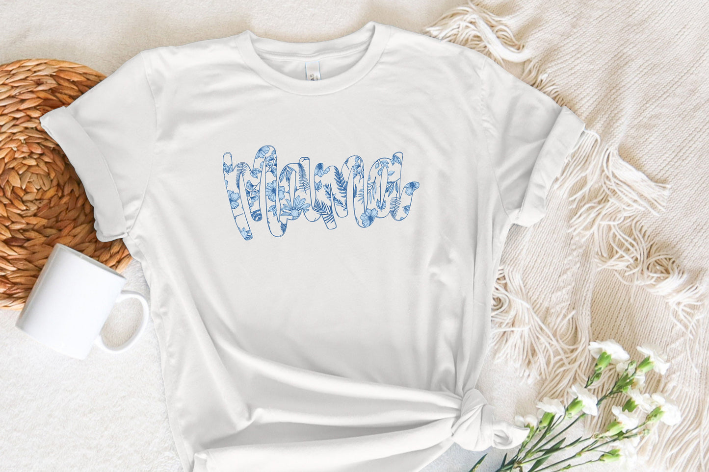 Mama Blue Willow Filled PNG, Mother's Day Sublimation Design - 300 DPI