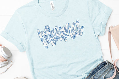 Mama Blue Willow Filled PNG, Mother's Day Sublimation Design - 300 DPI