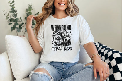 Wrangling Feral Kids PNG Alt 2, Funny Raccoon Kids PNG - 300 DPI Design