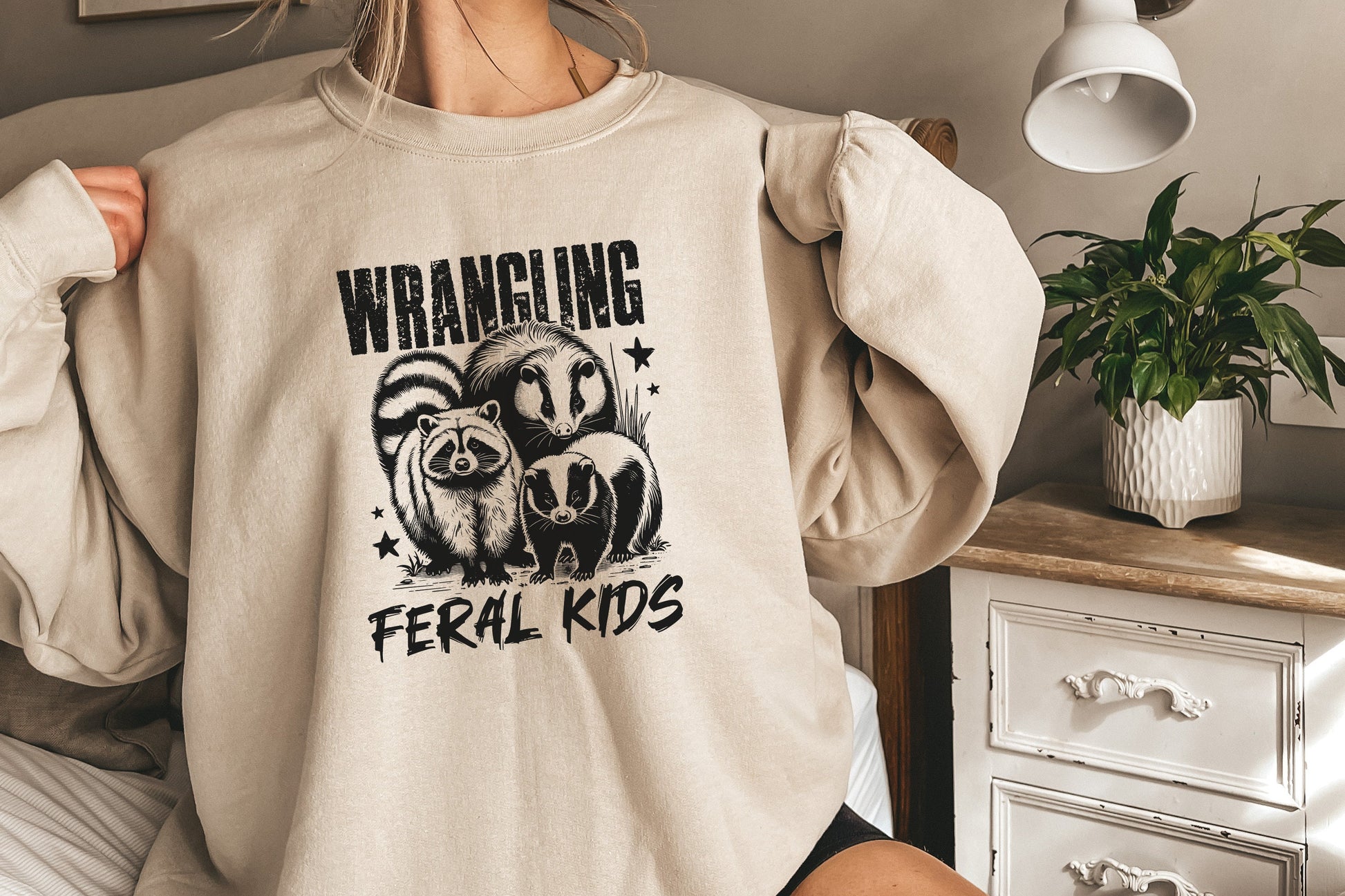 Wrangling Feral Kids PNG Alt 2, Funny Raccoon Kids PNG - 300 DPI Design