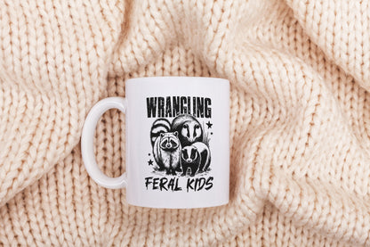 Wrangling Feral Kids PNG Alt 2, Funny Raccoon Kids PNG - 300 DPI Design