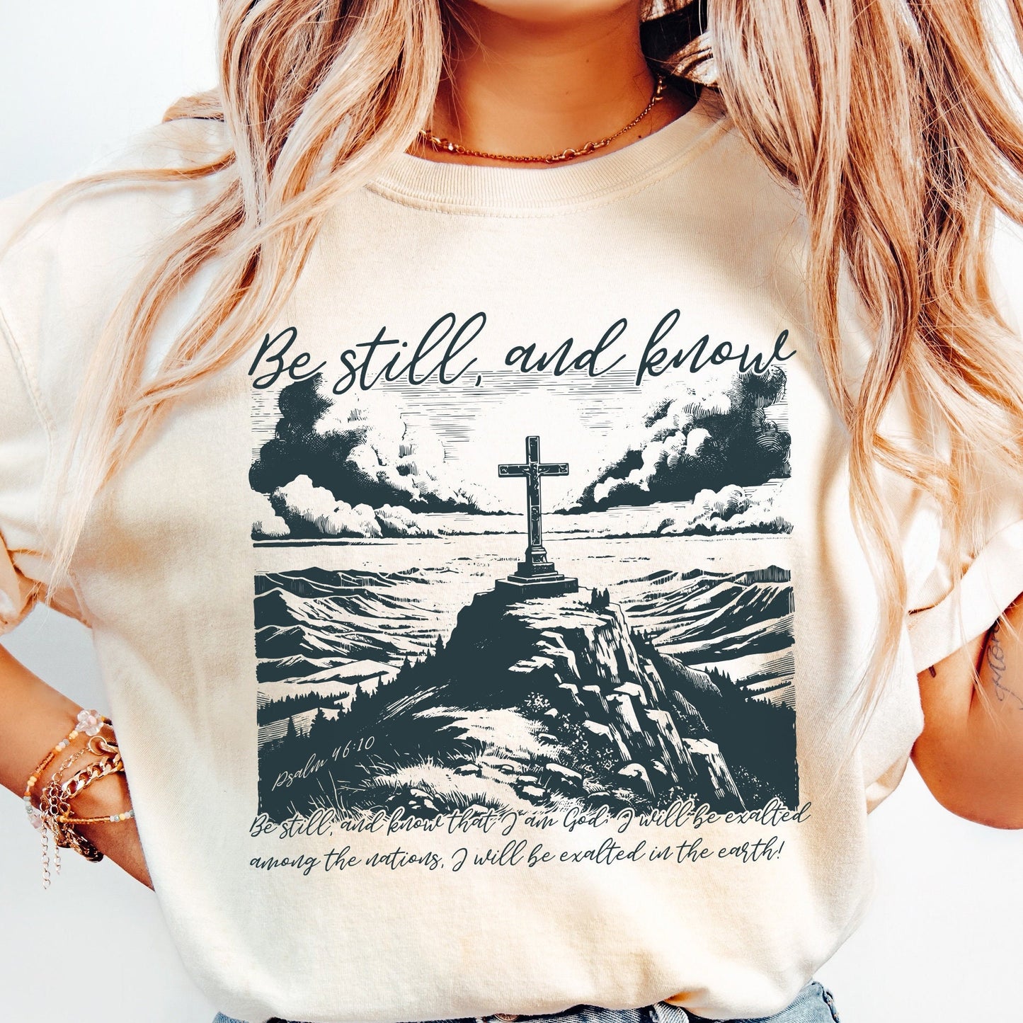 Be Still and Know Psalm 46:10 PNG, Christian Sublimation Design - 300 DPI