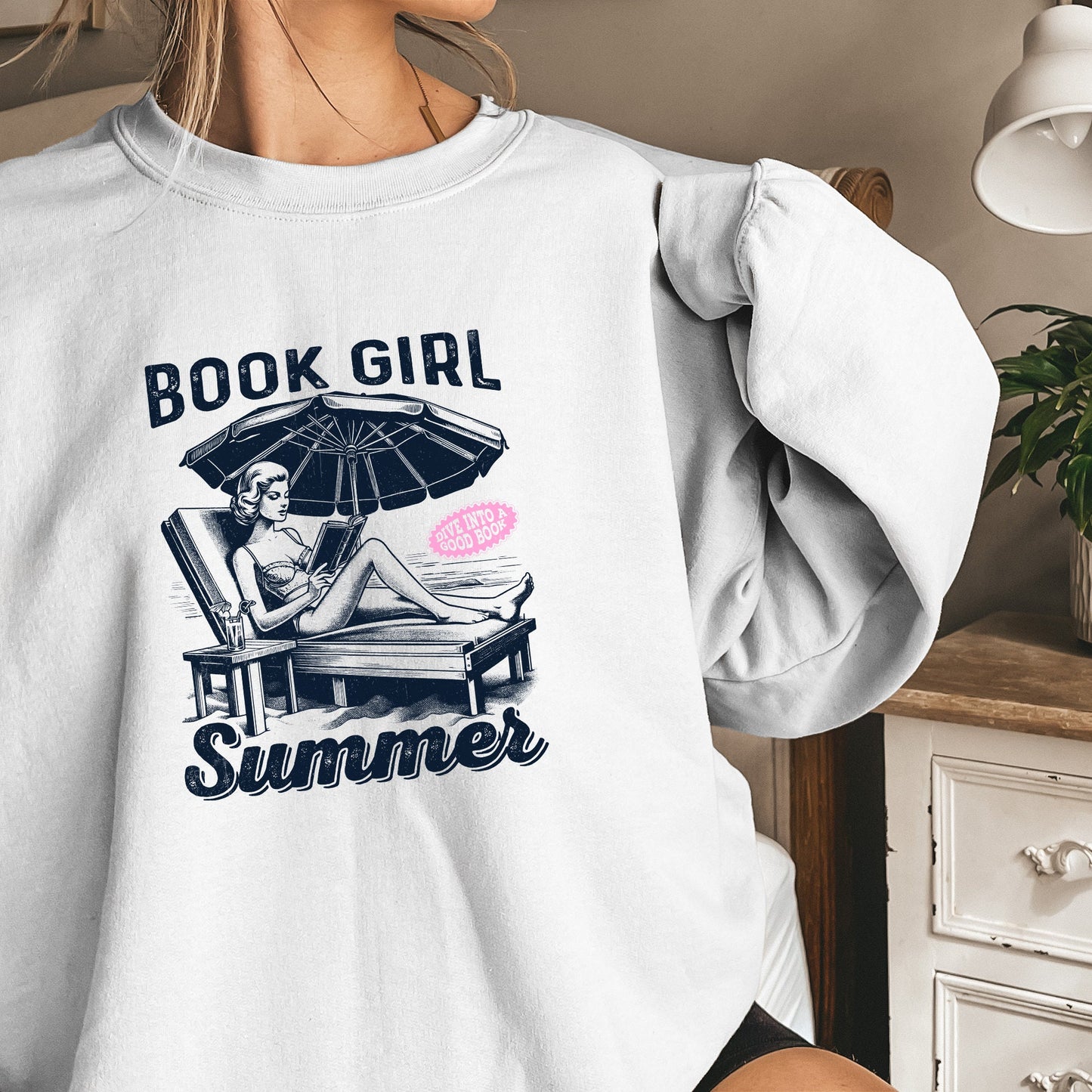 Book Girl Summer PNG, Beach Book Lover - 300 DPI Design for T-Shirt