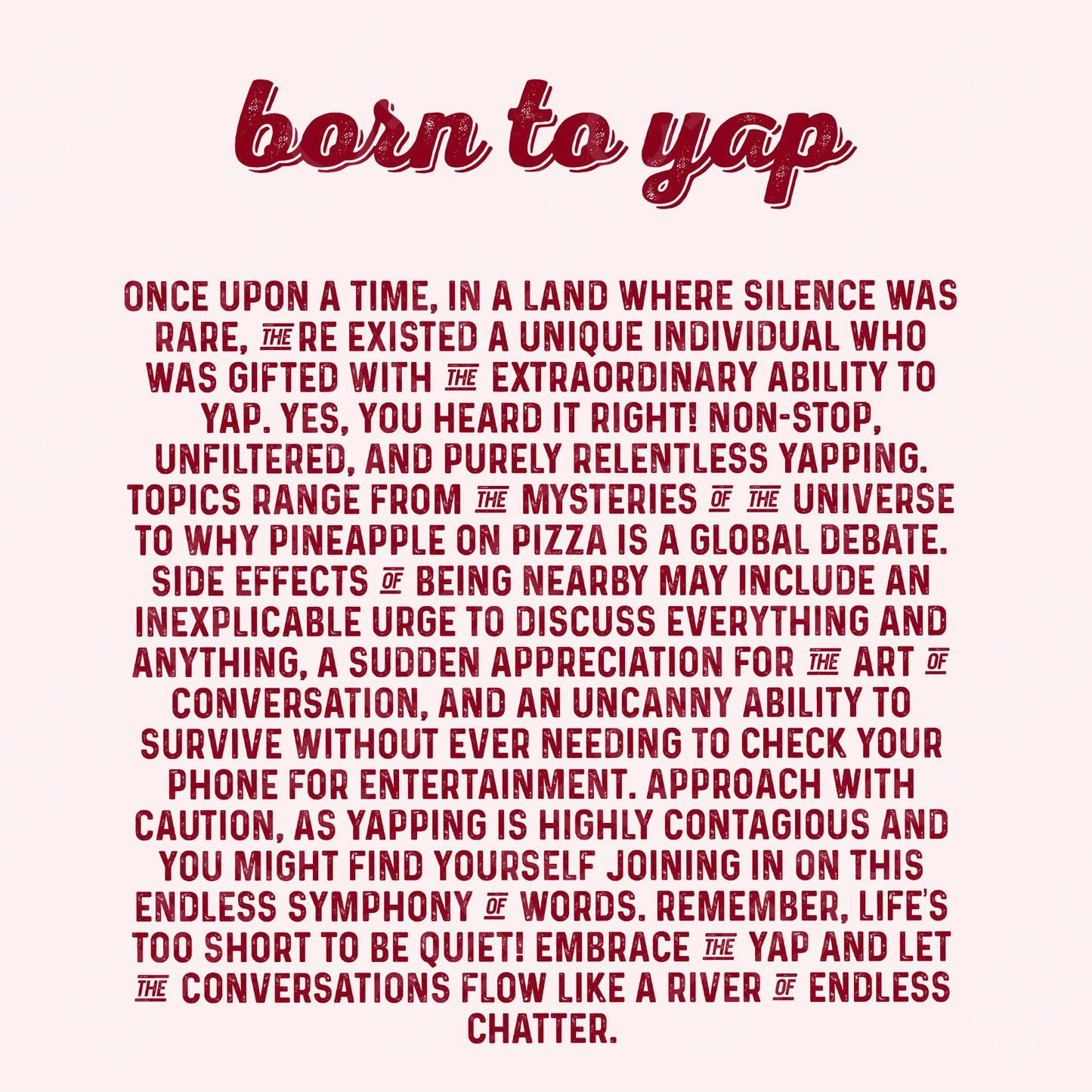 Born to Yap Digital Download, Funny Meme PNG - 300 DPI Design for T-Shirt