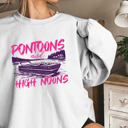 Pontoons and High Noons Retro Vintage Neon Summer Boat PNG, Trendy Beer