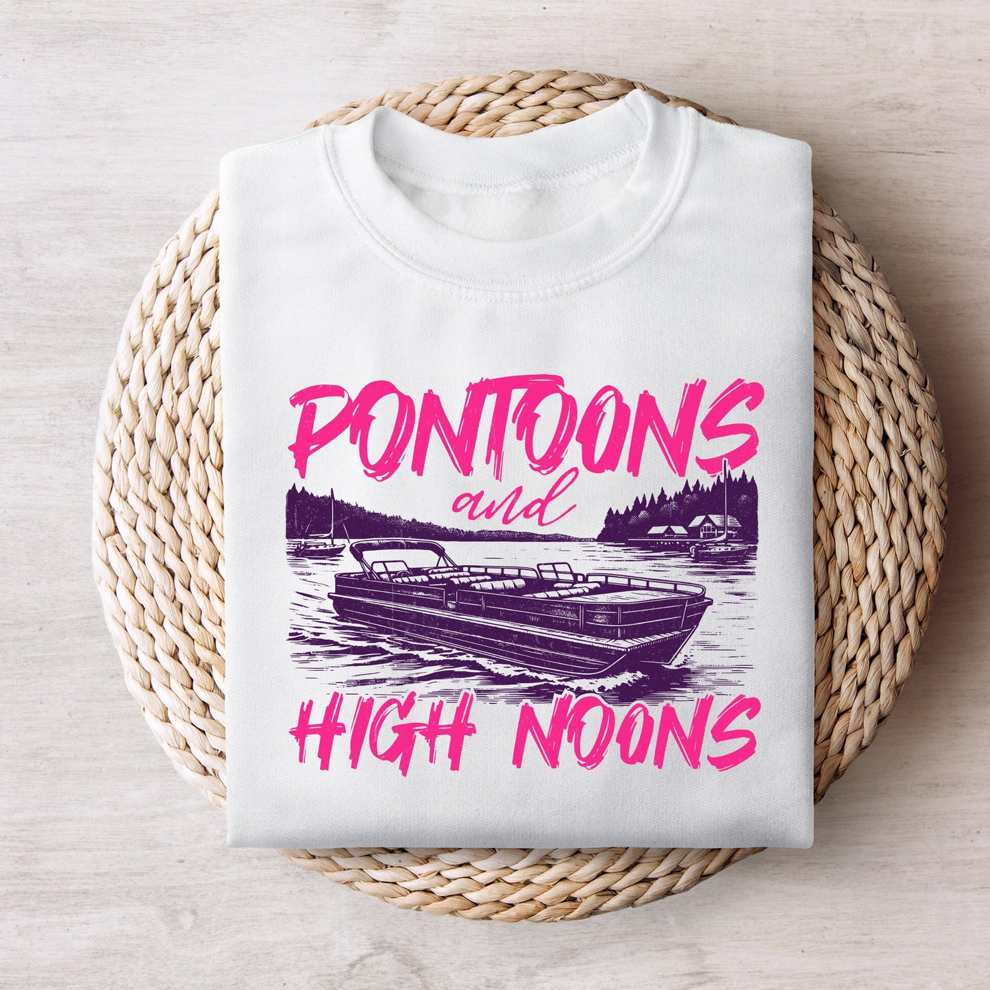 Pontoons and High Noons Retro Vintage Neon Summer Boat PNG, Trendy Beer