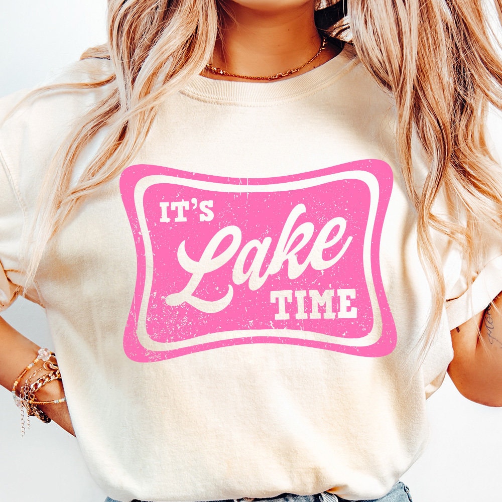 It's Lake Time Trendy Summer Neon Digital Download PNG SVG, Distressed