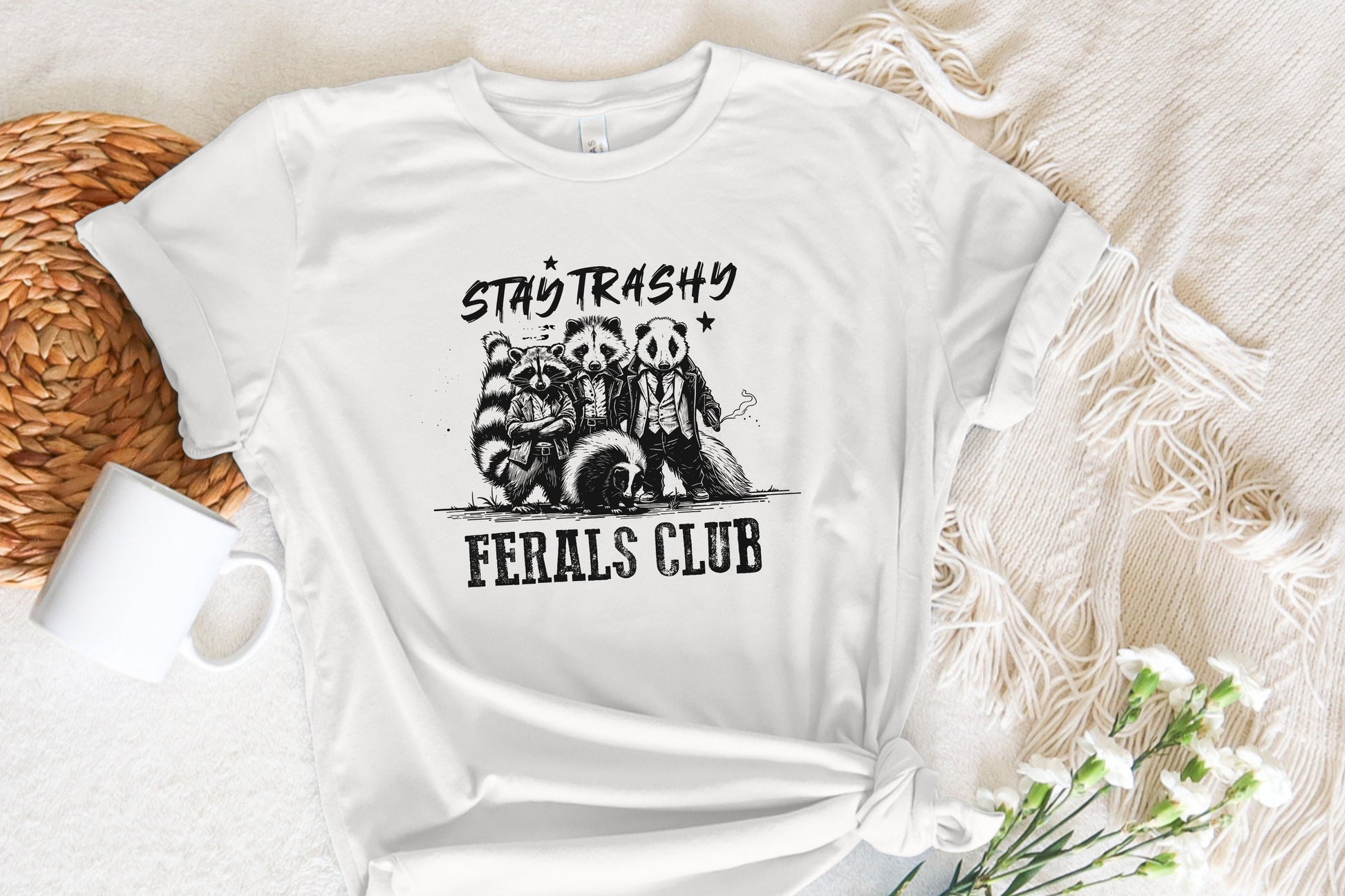 Stay Trashy PNG, Funny Raccoon Opossum Skunk - 300 DPI Design for T-Shirt